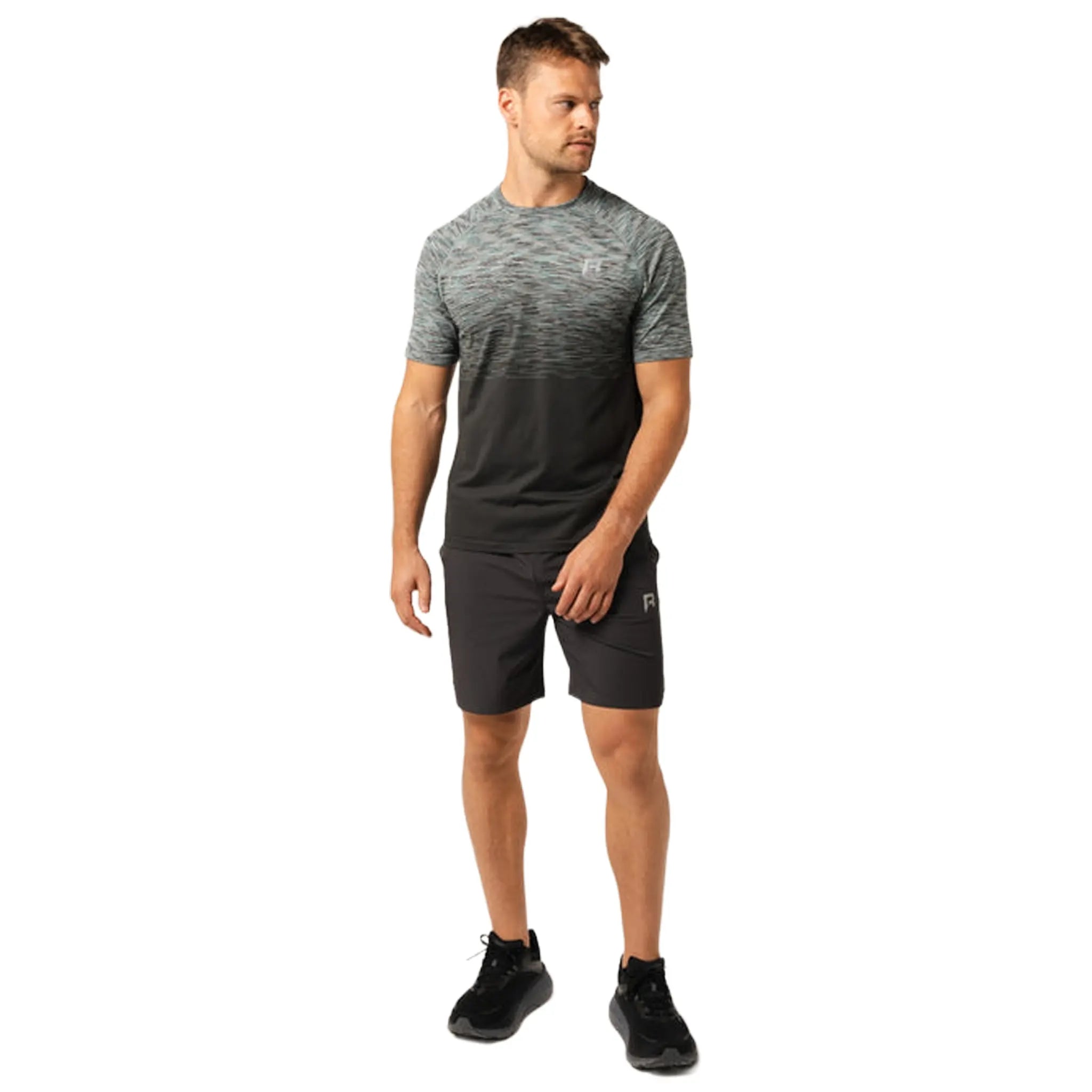 Front View of Reprimo Axis Lagoon Black Sand T-Shirt